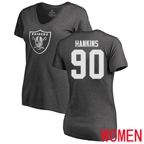 Oakland Raiders Ash Women Johnathan Hankins One Color NFL Football #90 T Shirt->nfl t-shirts->Sports Accessory